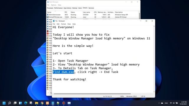 How to fix "Desktop Window Manager load high memory" on Windows 11 смотреть онлайн