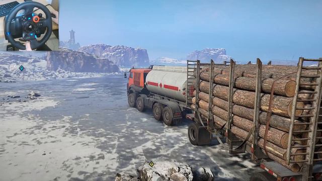 ACROSS THE RIVER - Delivery Medium Logs Convoy - SnowRunner Gameplay - 1.02 смотреть онлайн