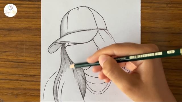 Girl with mask drawing | How to draw a girl wearing a hat | Pencil sketch for beginners | Drawing смотреть онлайн