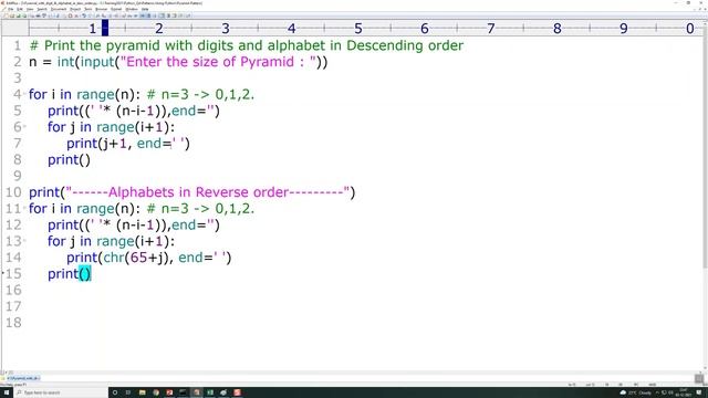 5.Pyramid with digits & alphabet in descending order смотреть онлайн