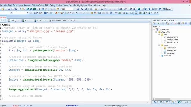 Add watermark to the images PHP tutorial - PHP Working with graphic elements смотреть онлайн