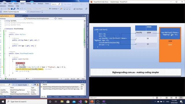 C# stack Vs Heap explained using code смотреть онлайн