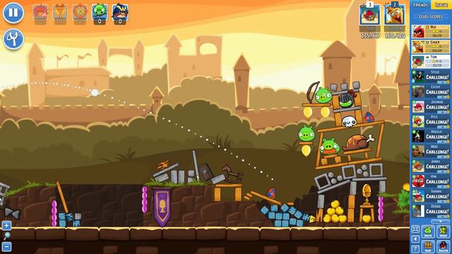 Angry Birds Friends on Facebook The Knights of the Golden Egg Level 4 No Power Ups 3 Stars June 2 смотреть онлайн
