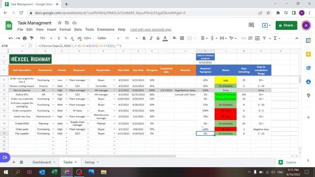 Task Management Template in Google sheets (2022) смотреть онлайн