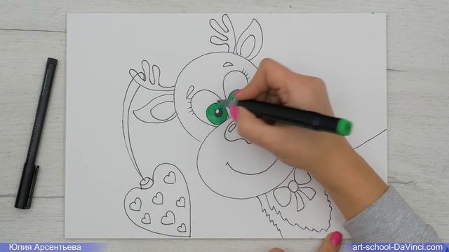 Онлайн-урок рисования "Северный олень". смотреть онлайн