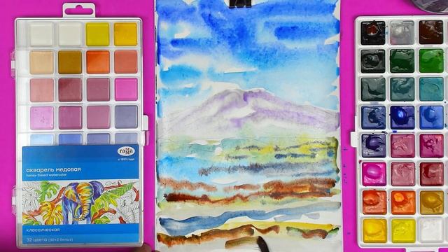 Как нарисовать Эльбрус - Уроки рисования Природа России смотреть онлайн