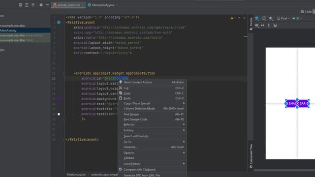 How to Implement Snackbar in Android Studio смотреть онлайн