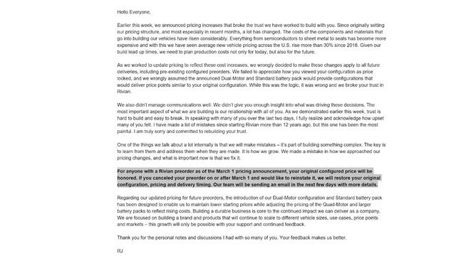Rivian reverses price increase! смотреть онлайн