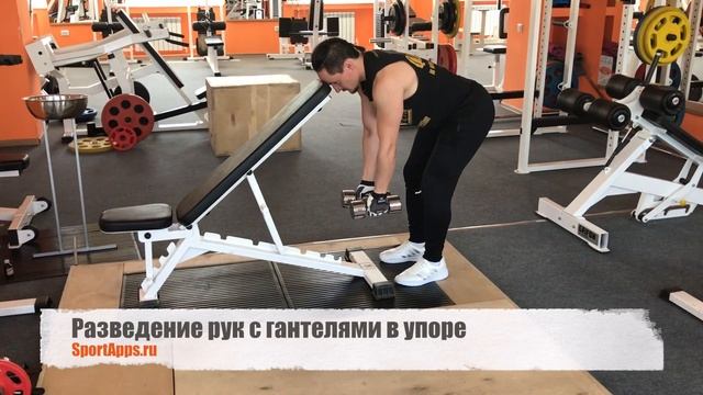 Разведение рук с гантелями в упоре смотреть онлайн
