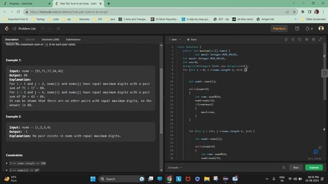2815. Max Pair Sum in an Array #leetcode #leetcodequestionandanswers #java #arrays #micosoft смотреть онлайн