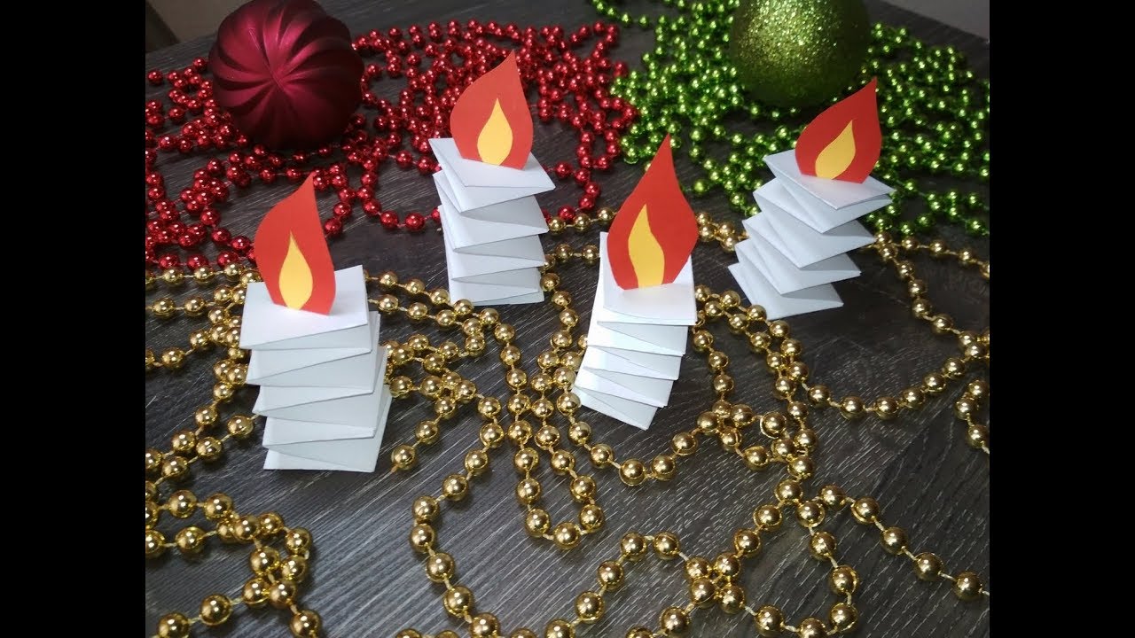 Детская поделка. Простая свечка из бумаги на новый год смотреть онлайн