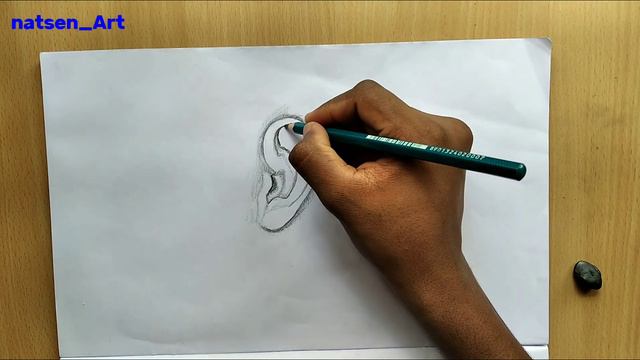 Tamil. How To Draw Ear Step By Step Tutorial/shadding Art Work Tamil Eppadithano!!!...