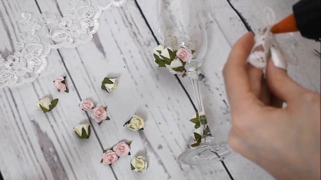 Свадебные фужеры с цветами)