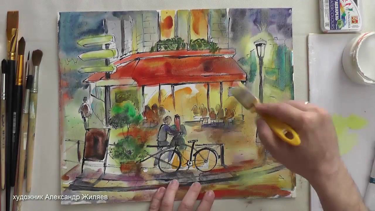 Живопись акварелью. Акварель плюс контур. смотреть онлайн