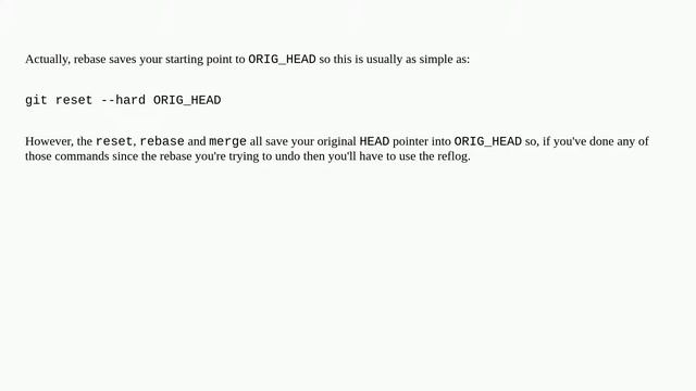 Undoing a git rebase смотреть онлайн