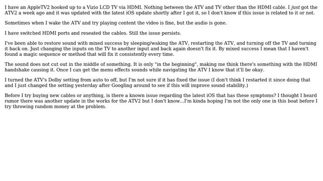 Apple: AppleTV 2 HDMI No Sound At Start Sometimes? (2 Solutions!!)