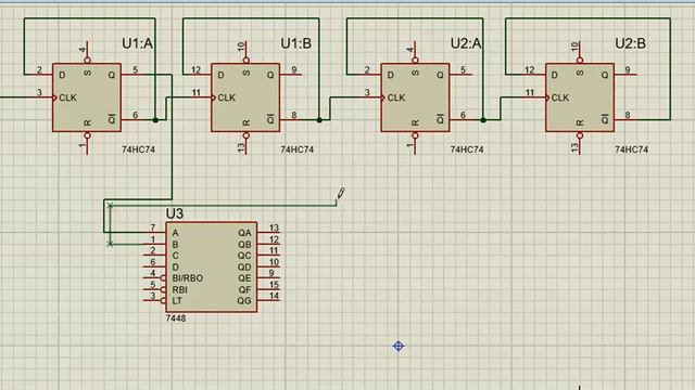 4-bit asynchronous (ripple) up-counter using Proteus. James Cleves. смотреть онлайн