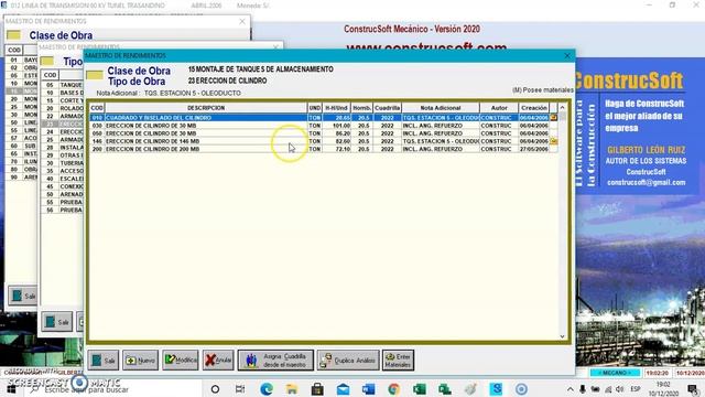 ✅RENDIMIENTO DE CUADRILLAS - horas hombre en Software ConstrucSoft Mecánico смотреть онлайн