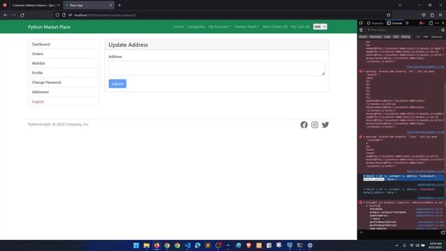 #61|Update address in customer panel|Multivendor Ecommerce Website Django ReactJs & DRF смотреть онлайн