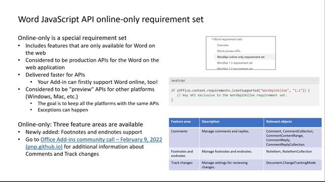 Microsoft Word Add-ins online-only API requirement set features and updates – July 2022 смотреть онлайн