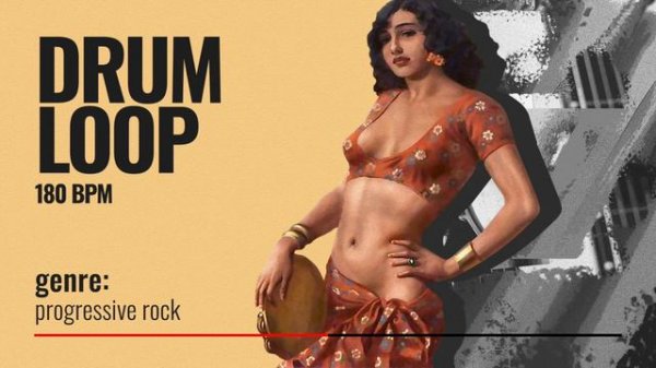 Progressive Rock Drum Loop 180 BPM (high-quality sound)