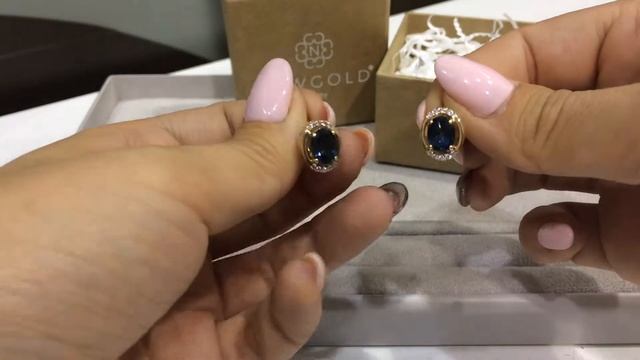 Серьги 649 из красного золота 585 пробы с топазами и фианитами