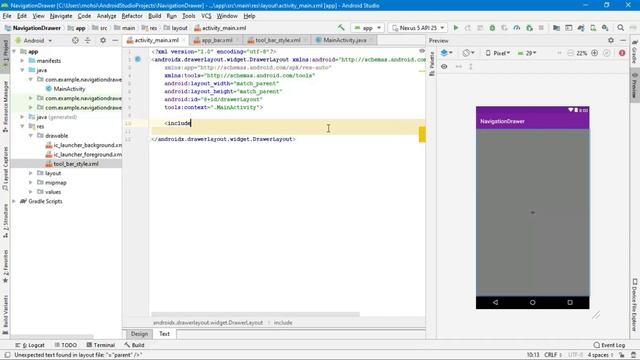 Navigation Drawer with Modern toolbar - Part1 смотреть онлайн