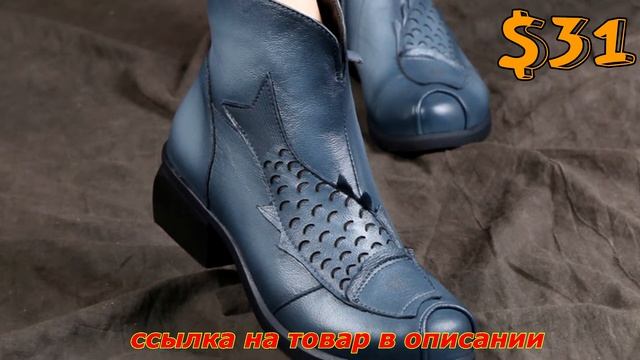 Женская обувь на Aliexpress Ботинки на широком каблуке из натуральной кожи смотреть онлайн