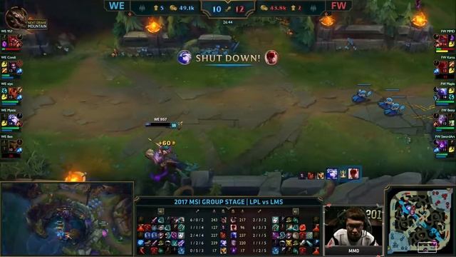 [957] Kled 1v3 Epic Survival @ 2017 League of Legends MSI Group Stage Day 1 Game 2 FW vs WE смотреть онлайн