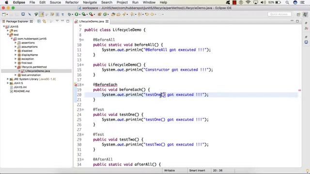 Demo - Lifecycle methods of Test class in per-method mode смотреть онлайн
