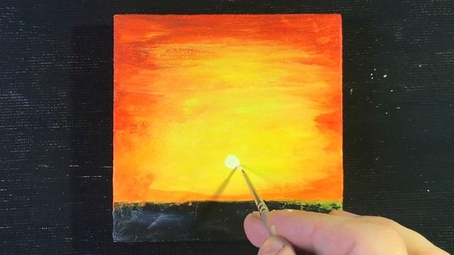 Как нарисовать пальму на закате. Акриловая живопись. Пейзаж смотреть онлайн