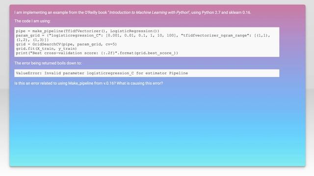 Invalid parameter for sklearn estimator pipeline смотреть онлайн