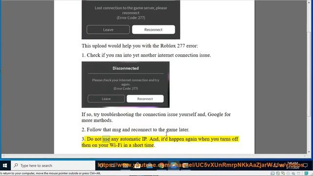 Fix Lost connection to the game server, please reconnect (Error Code 277) in Roblox (4/10/22 Update смотреть онлайн