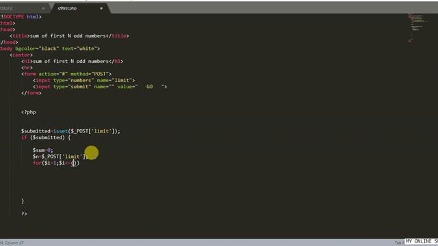 sum of all N odd numbers in PHP - Find sum of all odd numbers in php смотреть онлайн