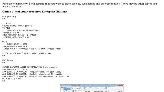 Databases: SQL Server Agent logging actions and changes done to jobs смотреть онлайн