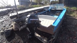 ВЕШАЕМ ЧЕТЫРЁХТАКТНЫЙ МОТОР МЕРКУРИЙ-15/ НА ПРОГРЕСС-4 /1974 ГОДА ВЫПУСКА