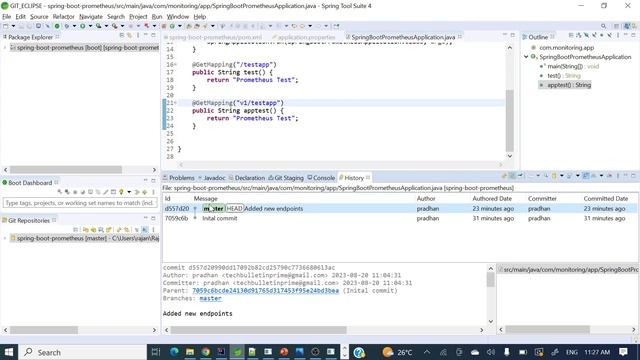 how to see all git commits in STS or Eclipse смотреть онлайн