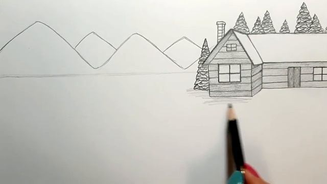 Как нарисовать Зимний Пейзаж | Простой рисунок пейзаж карандашом | Kolay karakalem manzara çizimler смотреть онлайн