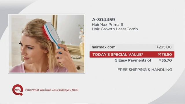 HairMax Prima 9 Hair Growth LaserComb On QVC