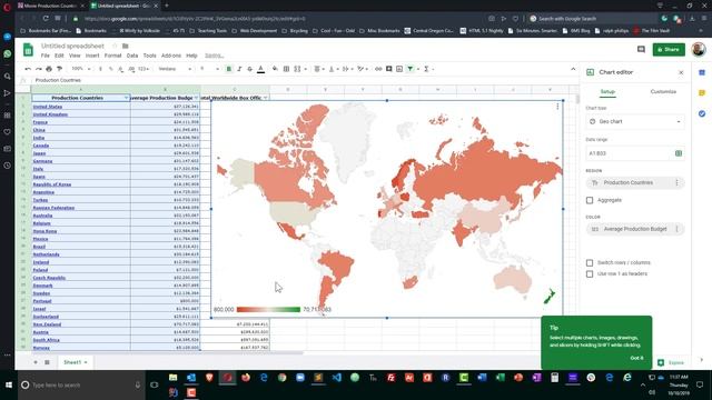 Create a Geo Map Chart in Google Sheets смотреть онлайн
