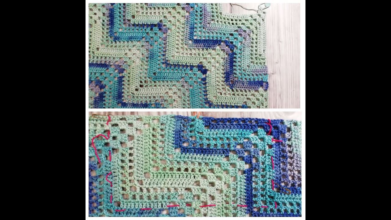 Летний топ крючком "Диагональ", с рисунком от угла. Часть 2, продолжение. смотреть онлайн