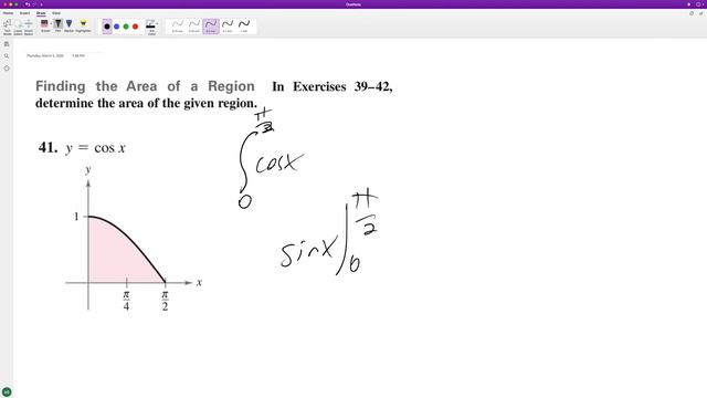 Integrate Y = Cos X From X=0 To Pi/2