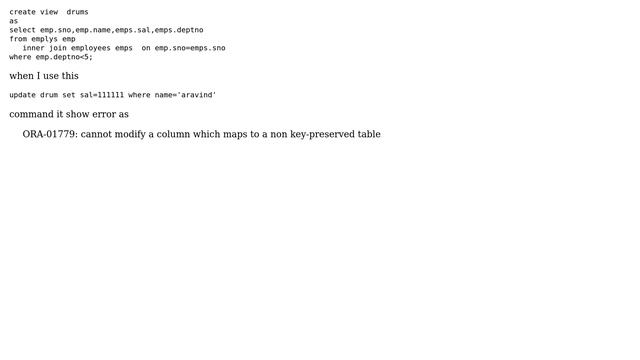 Databases: Cannot UPDATE a view that uses a join смотреть онлайн