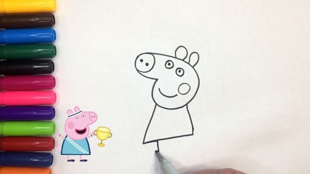 Как нарисовать свинку Пеппа для детей.How to Draw Peppa Pig for Kids смотреть онлайн