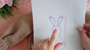 Вышивка "заяц" и хвостик. подробное МК по вышивке по петлям вязаного полотна.