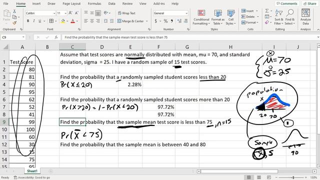 Calculating Normal Probabilities in Excel for a single observation and for the sample mean смотреть онлайн