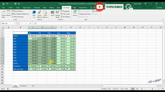 Macro to Count the number of Columns And Rows in a Selected Data Range in MS Excel смотреть онлайн