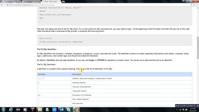 PlSQL Basic Syntax смотреть онлайн