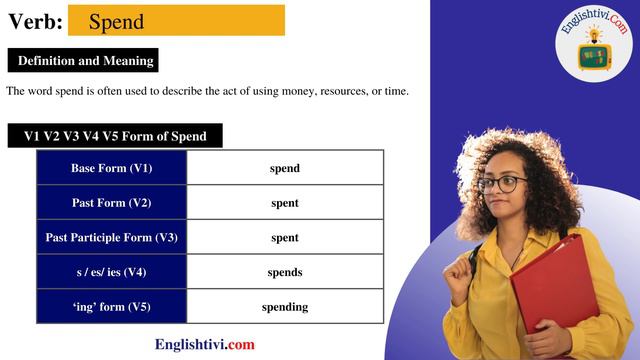 Spend V1 V2 V3 V4 V5 Base Form, Past Simple, Past Participle Form of Spend | Englishtivi.com смотреть онлайн