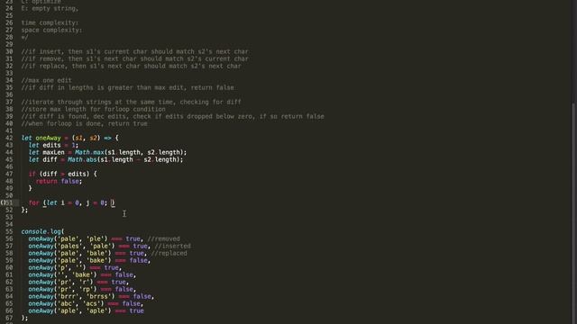 CTCI - 1.5 - One Away (JAVASCRIPT ES6 SOLUTION VIDEO) смотреть онлайн